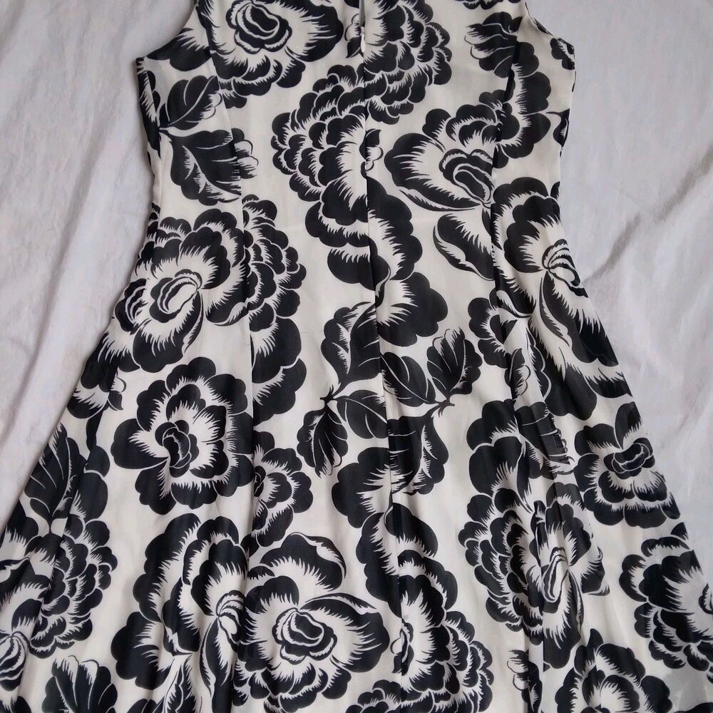 Ann Taylor Black White Floral Dress Midi Cottagecore Feminine Women's Large - Picture 9 of 12